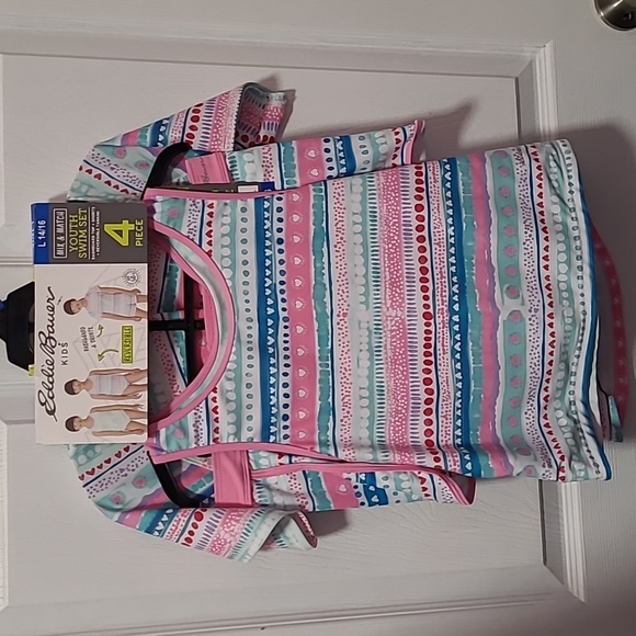 Eddie Bauer Youth Swim Set - 4 piece Size L 14/16 Reversible UPF 50+ - Picture 5 of 14